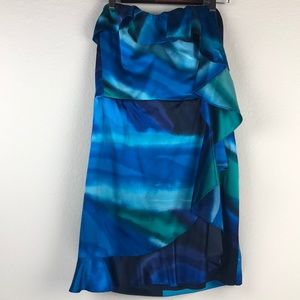 Express Watercolor Strapless Mini Dress